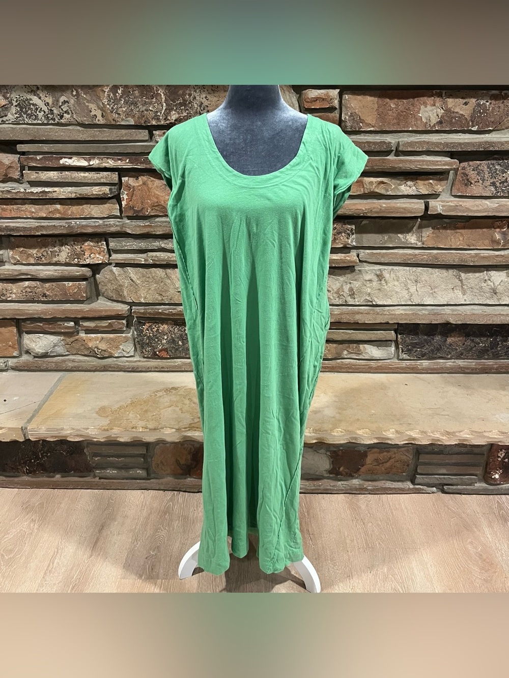 Free People Beach Oversized Green Scoop Neck 100% Cotton Dress